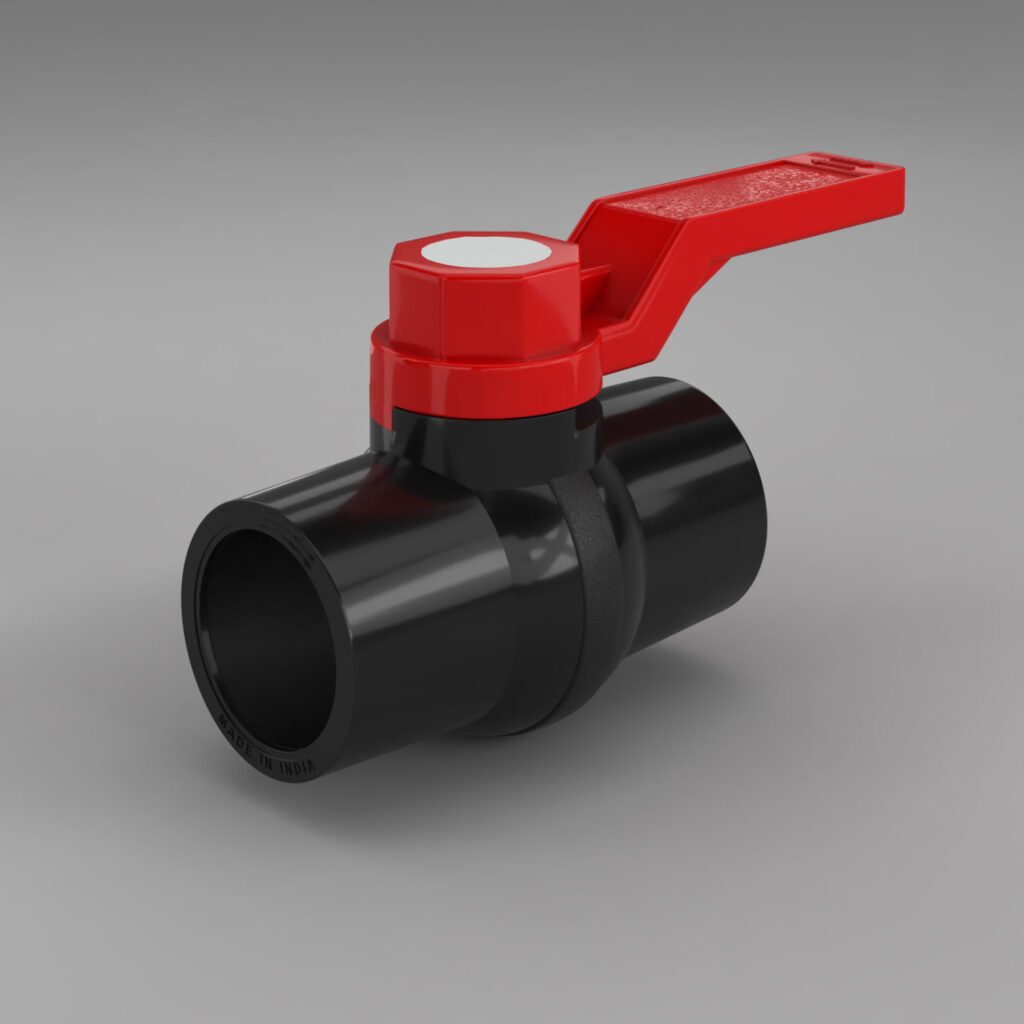 Solid UPVC Ball Valve Long Handle Black